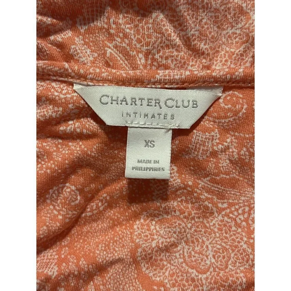 Charter Club Coral Daisy Lace Short Sleeve PJ Set Extra Small NWT